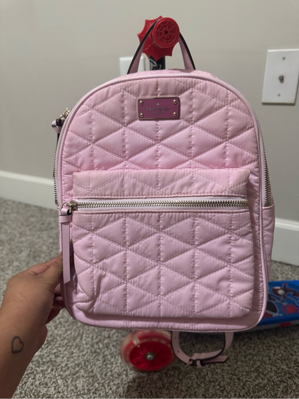 kate spade Quilted Pale Pink Mini Backpack with Gold Hardware